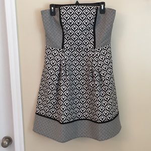 Harper Strapless Black & White Patterned Dress